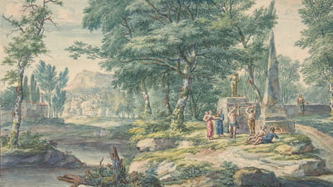 Arcadian Landscape with Figures Making Music