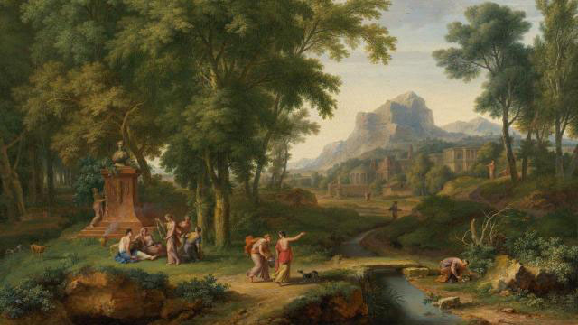 Arcadian Landscape with a Bust of Flora
