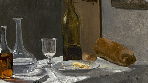 Still Life with Bottle, Carafe, Bread, And Wine