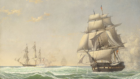 The United States Frigate ""president"" Engaging the British Squadron, 1815