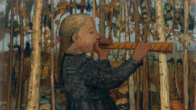 Trumpeting Girl in the Birch Wood