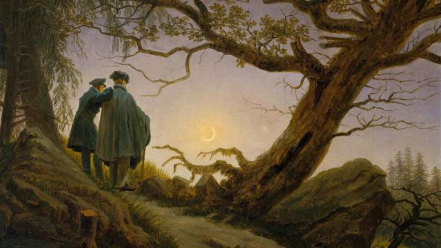 Two Men Contemplating the Moon